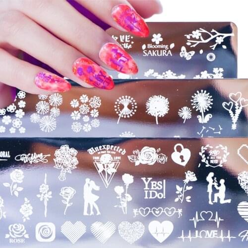 1 Pcs Nail Printing Stamping Templates Small floral lover butterfly petals Stamp Plate UV Gel Polish Transfer DIY Manicure Tool