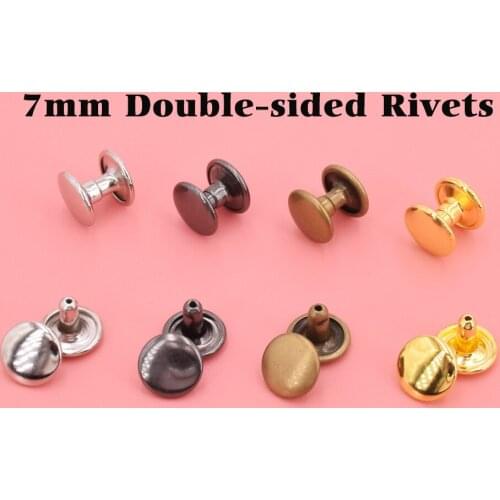 100set 7mm Metal Double Cap Round Repair Rivet Spike Stud Leather Craft Belt Wallet Bag Clothes Decor DIY Repair Nail 4 Color