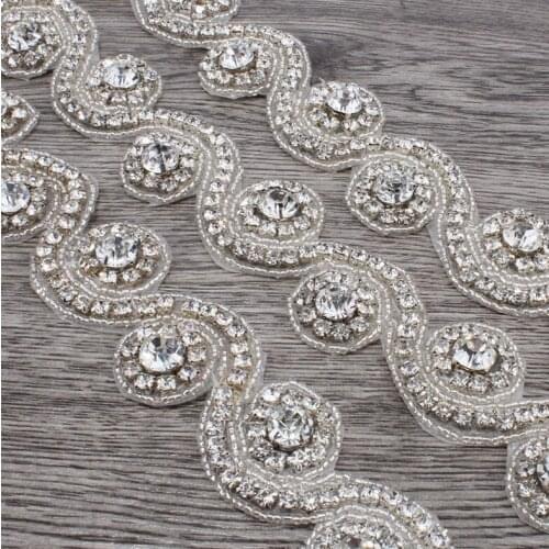 2 Meters Hotfix Glass Rhinestone Trim Crystal Iron On Trim Applique S Shape for DIY Craft Wedding Dress Decoration Free Shipping
