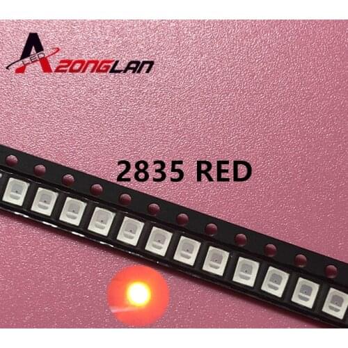 200PCS 12-20LM 2835 Red SMD LED 0.2W high bright light emitting diode chip leds 620-625NM PLCC-2 60Ma SMD/SMT 3528 Red