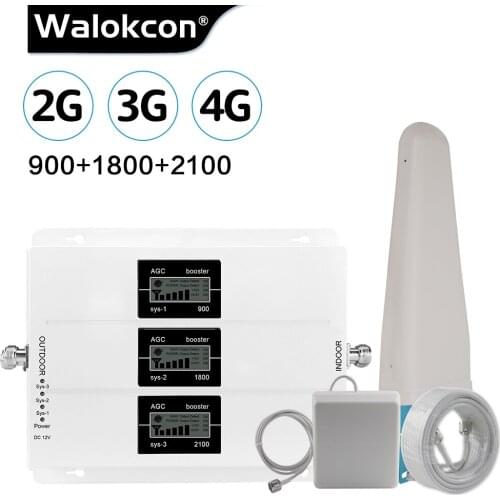 2020 New 2g 3g 4g Signal Repeater GSM 900 DCS/LTE 1800 WCDMA 2100 MHz Tri-Band Mobile Phone Signal Amplifier B8 B1 B1 Booster
