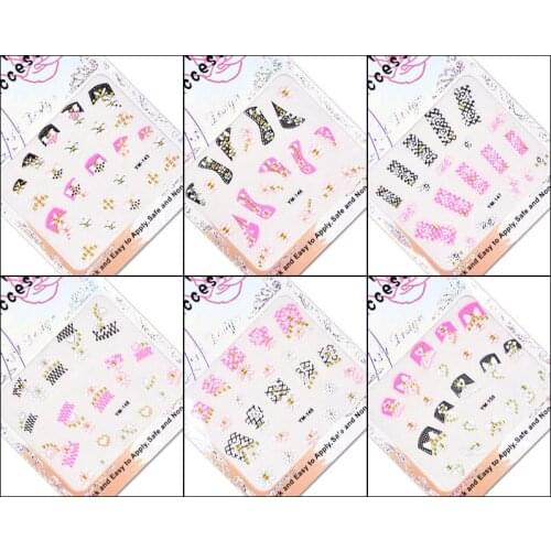 30sheets Ultrathin 3D Nail Stickers french/flower Image Transfer Decal Gold Color self- Adhesive Nail Art Decorations--YM120-150