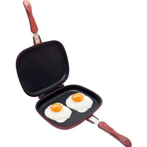 32CM/28CM Double-Sided Frying Pan Non-Stick Portable BBQ Grill Pan Flip Barbecue Cooking Tool Cookware Stove Cast Grill Cooker