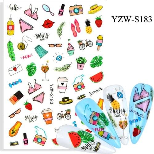 3D Nail Sticker Holiday Cloths Fruits Slider Nails Art Decoration Wraps Decals Design Adhesive Manicure Tips Stickers Pegatina