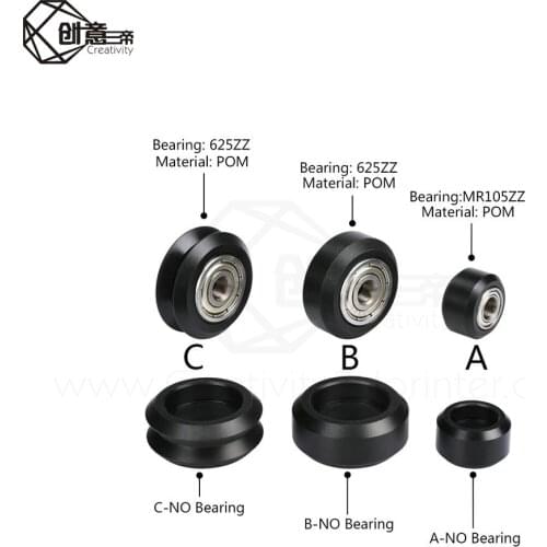 5/10pcs CNC Openbuilds Wheels Plastic POM Small&Big Passive Round wheel perlin wheel & V-type for V-Slot C-Beam 3d printer parts