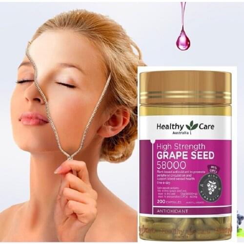 Healthy Care Grape Seed Extract 58000 capsules Women Beauty Skin Care Capillaries Health Antioxidant Against free radical damage