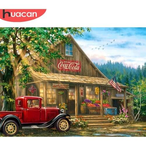 HUACAN 5D Diamond Painting House Landscape Cross Stitch Diamond Embroidery Mosaic Car Wall Art Handmade Gift