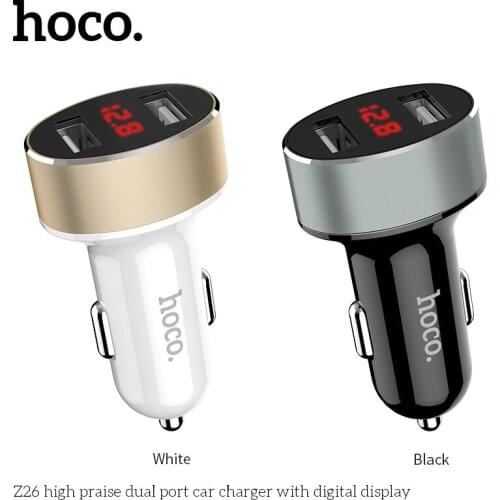 Z26 Car phone charger Dual usb car charger LED display USB charger for iPhone Samsung Xiaomi Huawei USB phone tablet charger