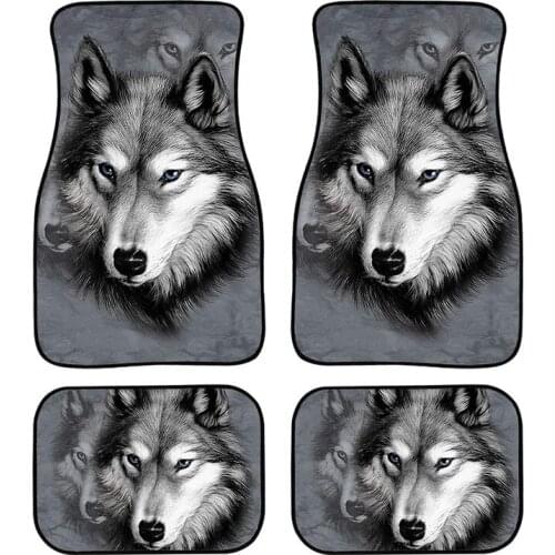 Wolf Design Car & Auto Floor Mats Women Men Full Set All Weather Universal Automotive Floor Mat Fit for SUV Truck Van Sedan