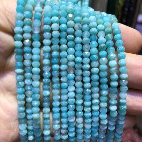 5strings Lot,Natural Amazonite Beads,Faceted Semi Gem Roundel Beads,Tiny Spacer Gem jewelry Beads,approx 3x4mm,15.5"/str