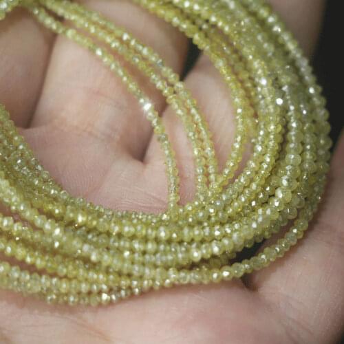 10pcs Streng, Natuurlijke Zeldzame, Yellow bead Diamant Facet Size 1.5MM Very shining (no)
