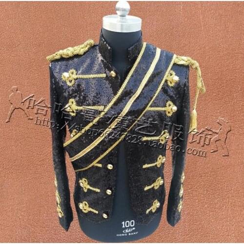 Black white singers stage men suits designs masculino homme terno men sequins blazer dance clothes jacket star style dress punk