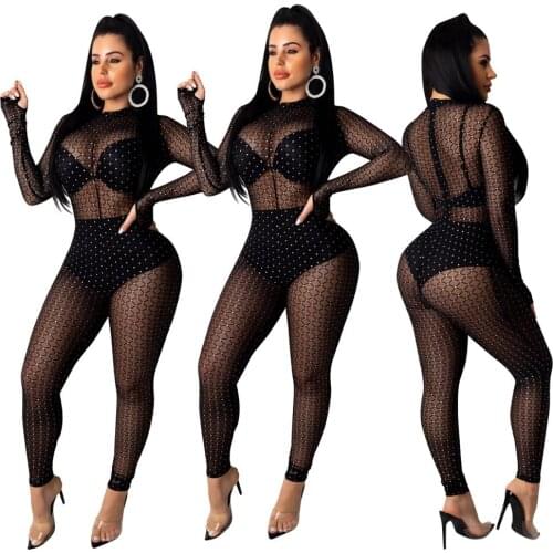 Black Mesh Fitted Romper Women Sexy Playsuit See Through Bodycon Jumpsuit Short Summer
