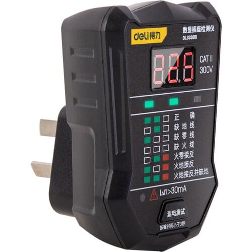 Deli DL333011 Digital Display Socket Detector Leakage Detection Line Detection Whether The Line Is Tested Correctly