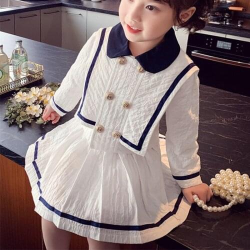 Long Sleeve Shirt and Skirt Suit for Kids 2021 Fashion Autumn Tracksuit Two Pieces Clothing Sets Girls Princess Skirt Suit