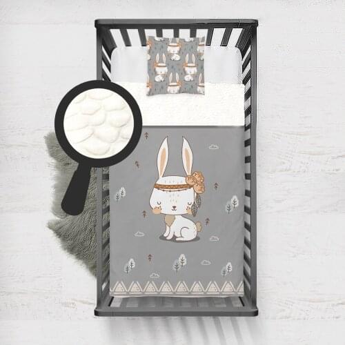 Kids Minky Blanket Super Soft and Warm Blankets Children for Couch and Bed Gray Rabbit Cloud Cute Model 1336