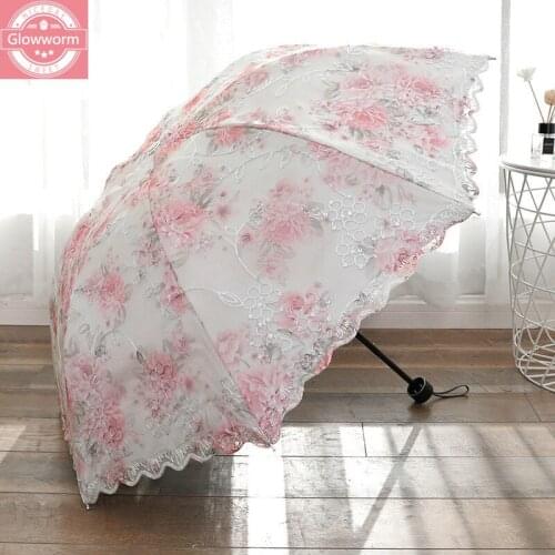 Double dual embroidery lace lace umbrella rain or shine thirty percent umbrella princess parasol bask in vinyl umbrella