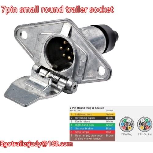 EGO TRAILER 7 PIN ROUND SOCKET SMALL FEMALE METAL TRAILER CARAVAN BOAT