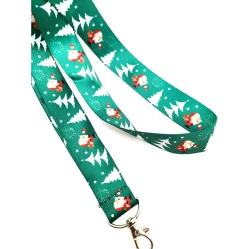Hot Sale! cartoon Christmas tree Lanyard Neck Strap Card Bus ID Holders With Key Chain