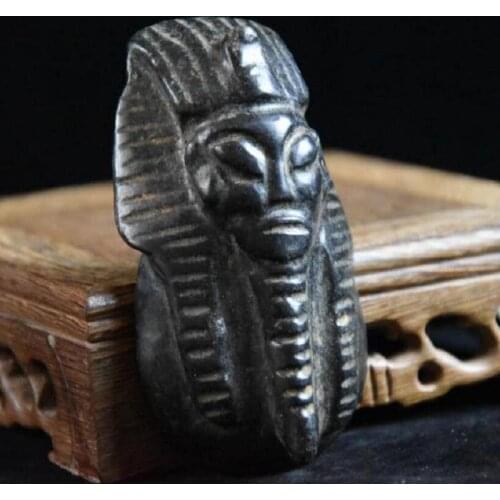Hongshan culture archaize black iron meteorite sculpture Pharaoh mask statue