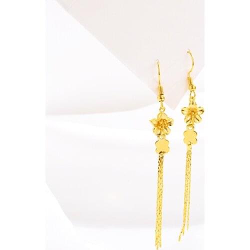 Korean Womens Gold Color Earrings Hanging Long Tessel Drop for Wedding Engagement Jewelry for Girlfriend Birthday Gifts