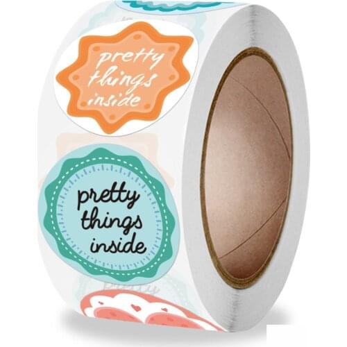 500pcs Round Pretty Things Inside Stickers for Handmade Gift decor Labels Thank you stickers for Business Packaging Scrapbooking