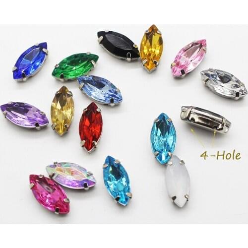 LKERAN NEW 20pcs/Set 7x14MM Horse eye Acrylic Buttons 4-hole White K Metal Button For Clothing DIY Sewing Decor Accessories