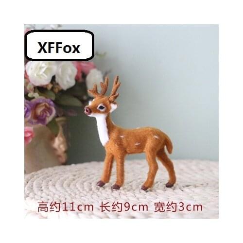 Mini simulation deer model plastic&furs sika deer doll home decoration gift about 11x3x9cm xf2271