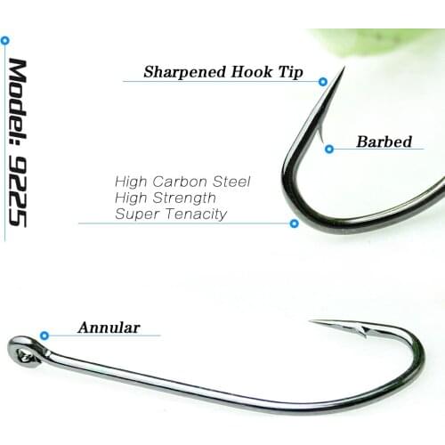 Lots 100pcs Fishing Hook Jig Big Series HC-72A High-carbon steel Fishhook Saltwater Bass 9225 1#-10/0# Barbed Sharpened Hook