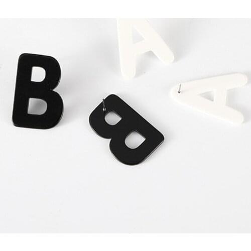 Fashion Simple Letter Earrings Cute Acrylic A B Shape Stud Earrings for Women Girls Brincos Jewelry Wholesale