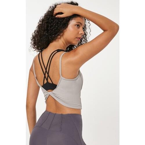 2019 New Style No Chest pad Yoga shirt Crop top Back X Bonds Design Fitness Vest Thin shoulder strap Gym Running Tanks Women