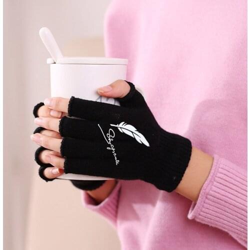 Autumn And Winter Gloves Fingerless Half Finger Gloves Autumn and Winter Knitted Mittens for women Keep Warm female Gloves#25