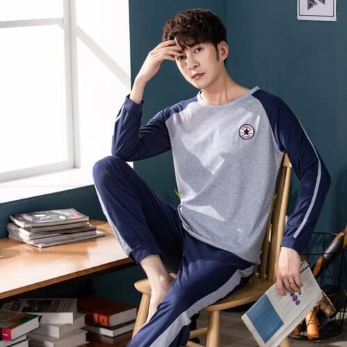 Pjs set Trousers Winter Teenagers Routine Home clothes men sleepwear Pajamas Man Autumn Cartoon Leisure Loose Cotton Long Sleeve
