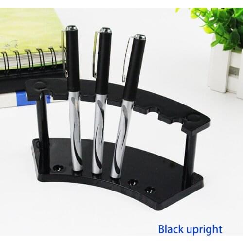 6 Slot Plastic Pen Display Holder Stand Rack Clear Black Pen Holder Desk Organizer Erect Pen Stand for Office Desktop Supply