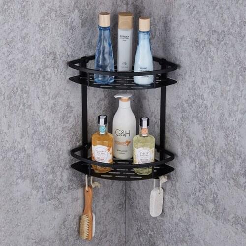 Bathroom Corner shelf Aluminium Black Bathroom shelf Wall Mounted bathroom soap holder bathroom accessories