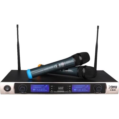 Professional UHF Wireless Microphone Karaoke System Dual Handheld Mic Transmitter KTV 2 Channel LED Cordless Mike With Receiver