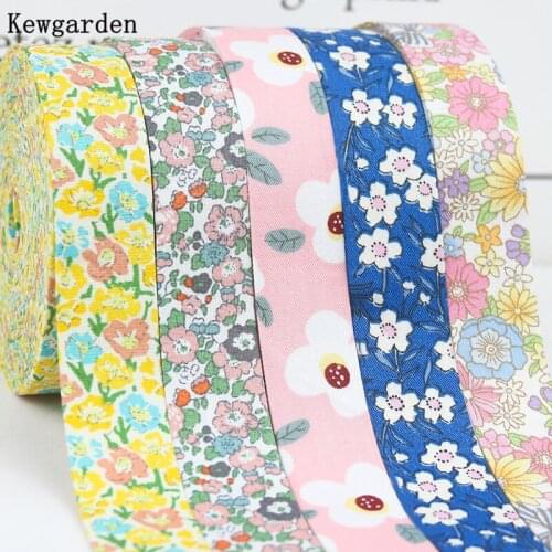 Kewgarden 1" 25mm 10mm Flower Fabric Layering Cloth Ribbon DIY Hairbow Brooch Accessories Handmade Tape Sewing Webbing 10 Meters