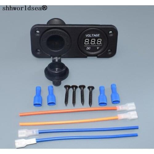 Shhworldsea 105*42mm 2 in 1 Waterproof 12V Car Cigarette Lighter Socket Power Panel Voltmeter For Camper Caravan Marine