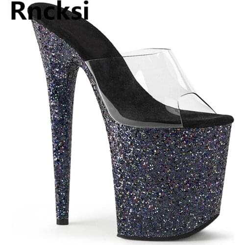 Rncksi Stiletto Slippers Women High Heel Slippers 17cm 20cm Sexy Women Walk Show Women Wedding Shoes Summer Women Shoes