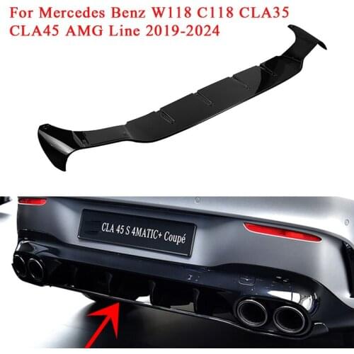 Car Rear Bumper Splitter Lip Body Kit Spoiler Diffuser Tips Tail Pip for Mercedes Benz W118 C118 CLA35 CLA45 AMG Line 2019-2024