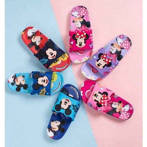 Disney childrens adult cartoon Minnie Mickey non-slip soft-soled slippers home shoes boys and girls summer fashion slippers