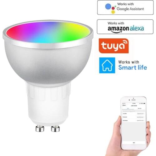 GU10 Spotlight WiFi Smart Light Bulb 5w RGB+CW 2700-6500K Smart Bulb App Remote Control RGB Light Lamp For Alexa Google Home