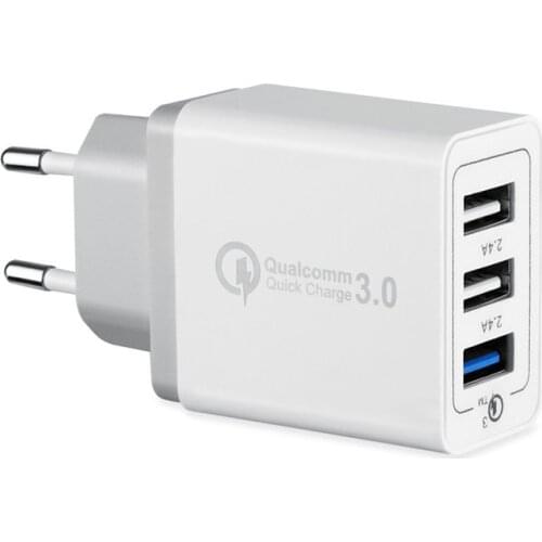 Universal 3 USB Port Fast Charger Adapter 5V 2.4A QC3.0 Quick Charger