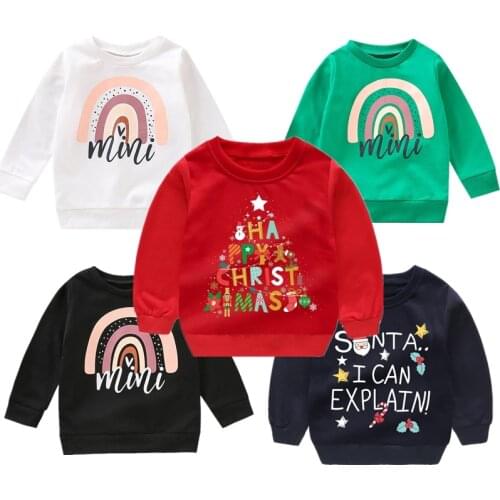 Spring/Autume Long Sleeve T-Shirt For Girls Rainbow Letter Print Cloth For Baby Boys Carton Blend Warm Birthday