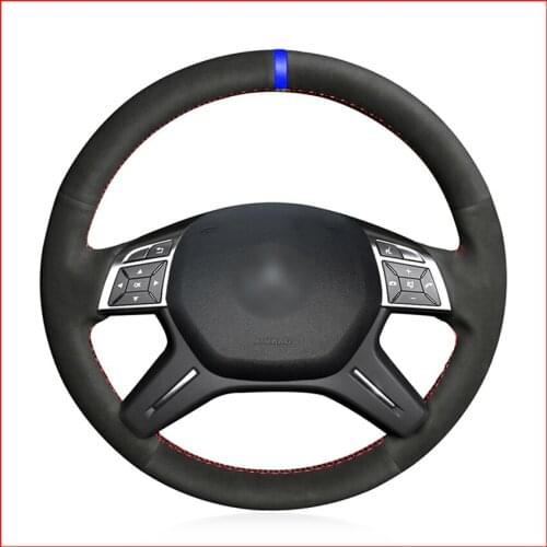 Suede Blue Marker Steering Wheel Cover for Mercedes Benz E-Class E300 2014 GL-Class GL 350 400 500 550 2013-2015 M-Class ML