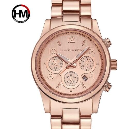 2020 Hannah Martin Ladies Watch Brand Luxury Steel Belt Calendar Jewelry Ladies Quartz Watch Relogio Feminino Reloj Mujer