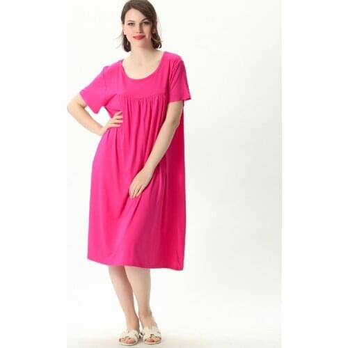 Womens nightdresses summer plus size rose red plus fat plus size plus size loose soft absorbent cotton home skirt camison mujer