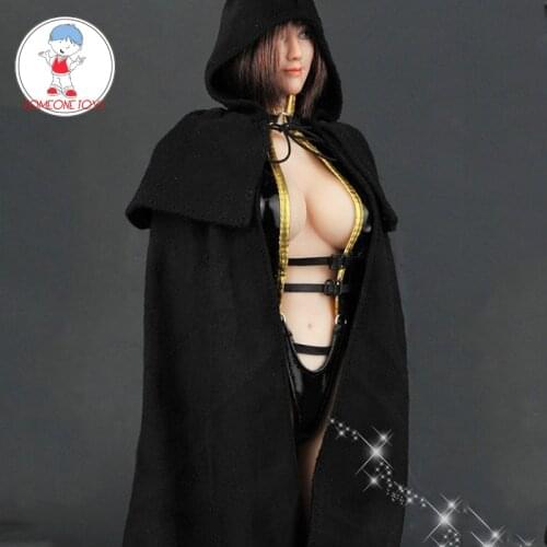 In Stock 1/6 Female Sexy Leather Underwear Set BLACK cloak coat Corset SOCKS Clothes for 12 inches PHICEN Figure Body DOLLS