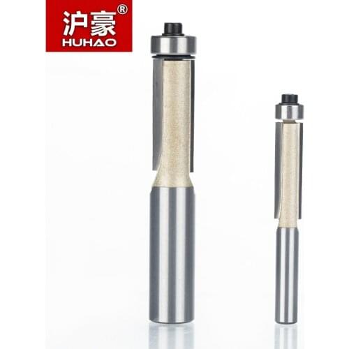 HUHAO 1pc 1/2" Shank Lengthened Flush Trim Router Bits For Wood Trimming Cutters With Bearing Woodworking Tool Milling Cutter
