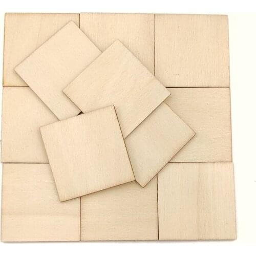 10pcs 50mm Square Unfinished Blank Wood Pieces Wooden Cutout Tiles for Painting Writing and DIY Arts Crafts Project